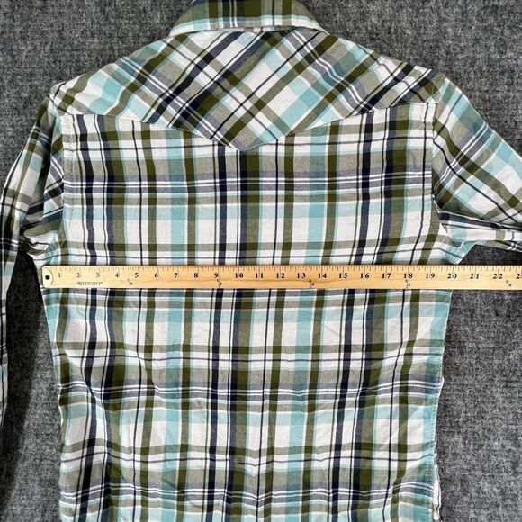 Old Navy Shirt Mens Small Western Fit Pearl Snaps Prescott Plaid Button-Up - Picture 9 of 12
